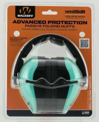 Walker's Game Ear Dual Color Passive Adult Folding Earmuffs 26 dB Noise Reduction Rating Light Teal